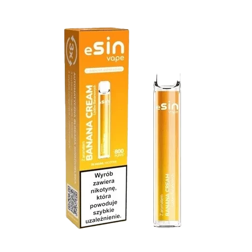 Esin Vape 800 puffs, specyfikacja e-papierosa, 5ml liquid, 600mAh bateria, 2% nikotyny, dane techniczne vape - Esin Vape 800 puffs Banana Cream -