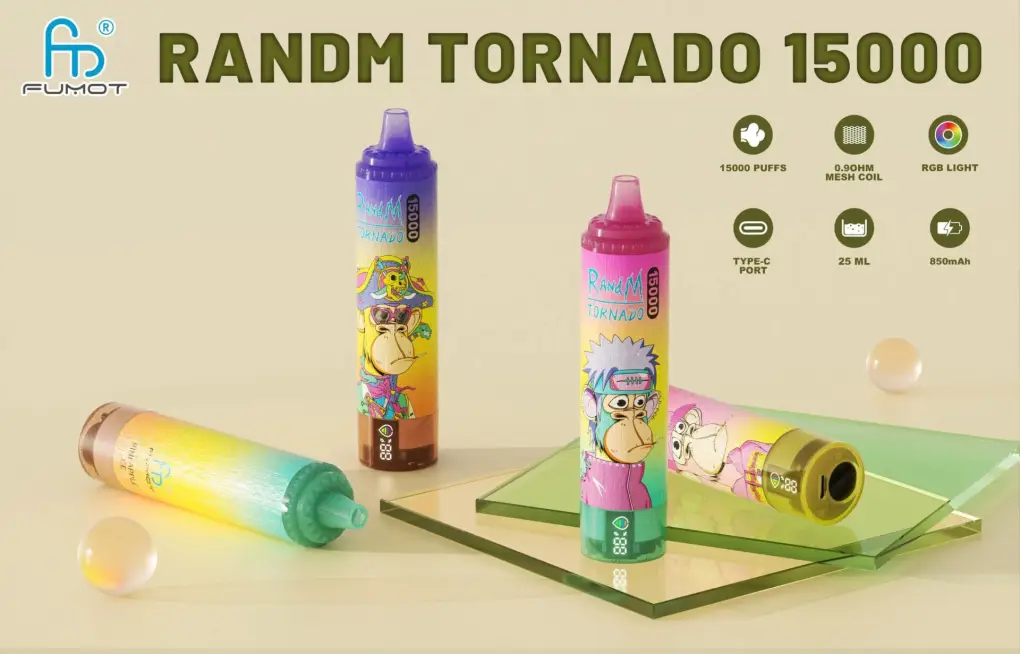 RANDMTORNADO 15000, e-papieros wydajność, vape port ładowania, wskaźnik zużycia e-papierosa - RandM Tornado 15000 Puffs Jednorazowy Vape z wyświetlaczem LED do ...
