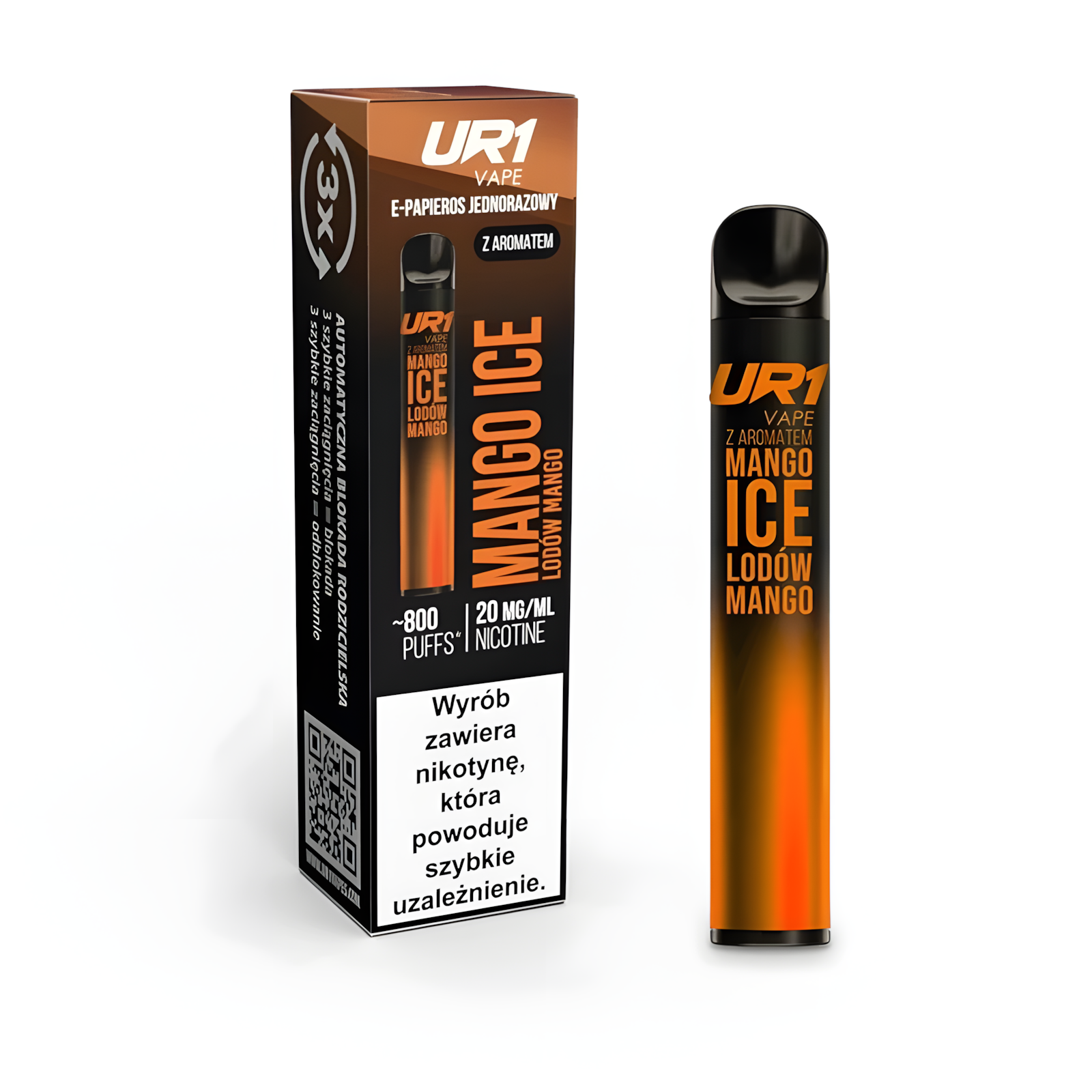 jednorazowy e-papieros Ur1 Vape 800, kompaktowy vape, zgodny z TPD e-papieros, Ur1 Vape Puffs - UR1 Vape 800 Puffs Jednorazowy Vape