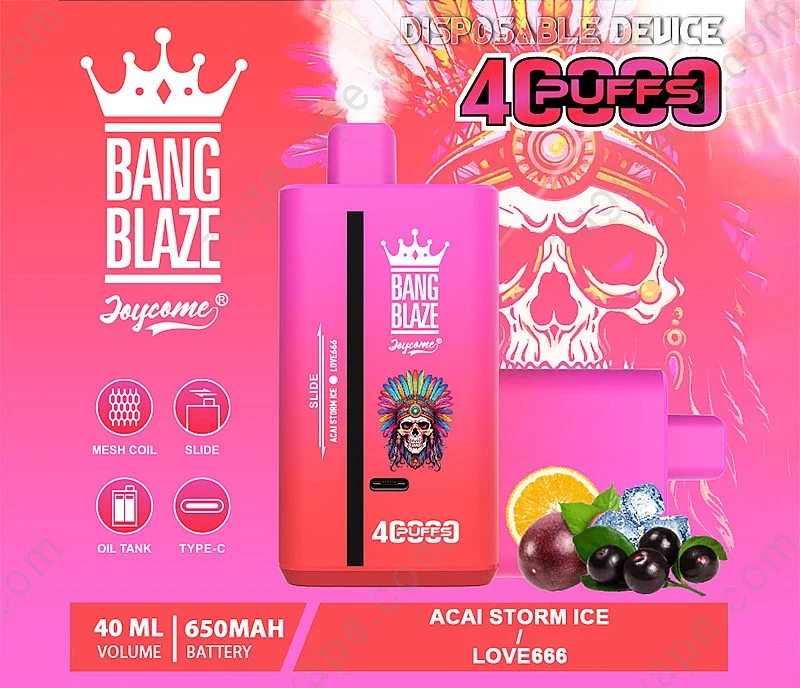 Bang Blaze 40000 szczegóły produktu, e-papieros Smart LED Screen, vape Type-C ładowanie, podwójny Mesh Coil, PCTG materiał vape - Bang Blaze 40000 Puffs 40k Double Flavors Disposable Vape - ZugeVape