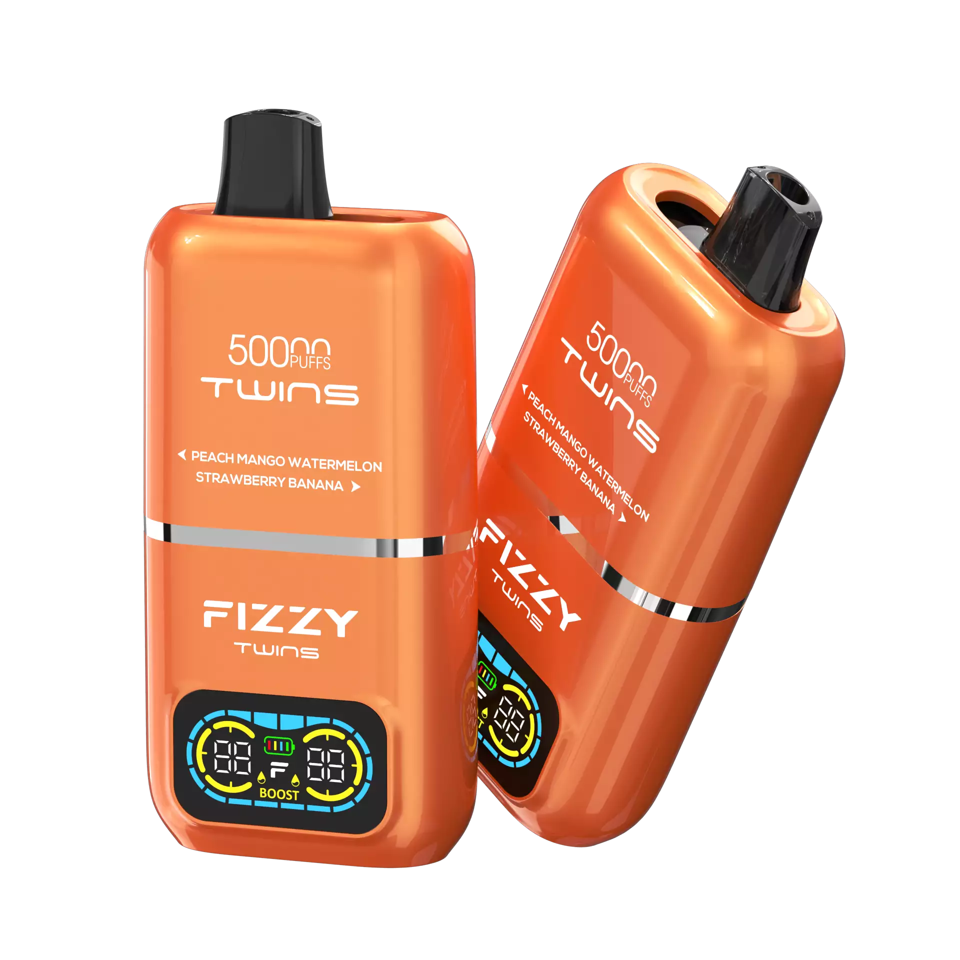 FIZZY TWINS 50000 przekrój, schemat działania dual vape, budowa wewnętrzna e-papierosa, mesh coil, przełącznik smaku vape - Fizzy Twins 50000 Puffs Dual Flavor Tank Jednorazowe Vape - VapeXYZ