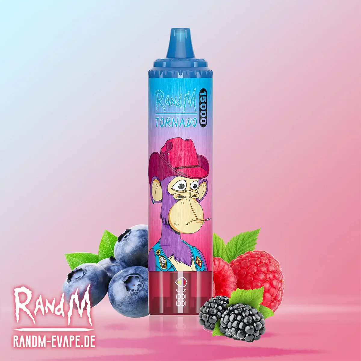 Smaki vape RANDM Tornado, Blueberry Cherry Cranberry, Strawberry Ice, mesh coil e-papieros, intensywny smak vape - RandM Tornado 15000