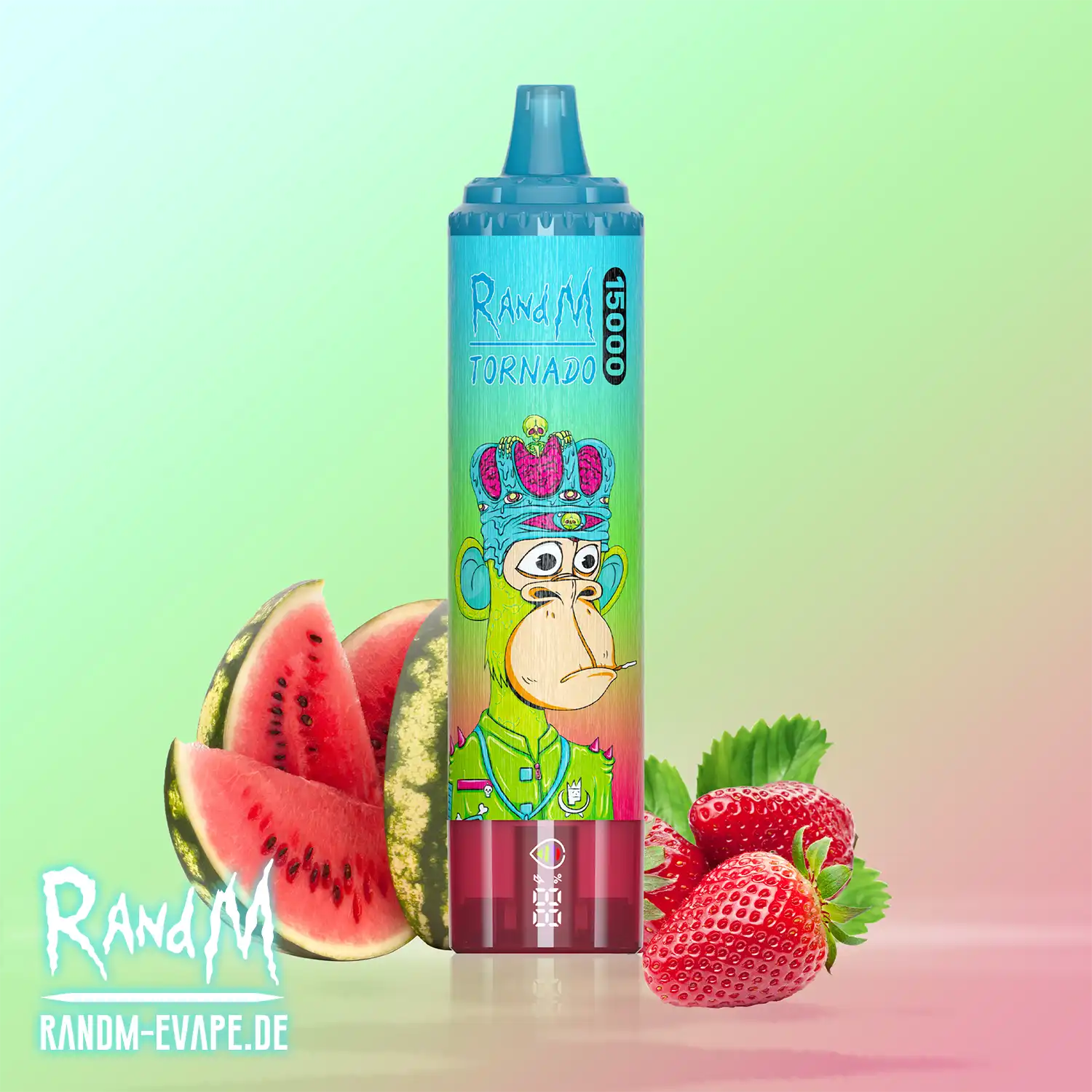 RANDM TORNADO 15000 grzałka Mesh Coil, vape bateria 850mAh Type-C, chmura Strawberry Watermelon vape - Tornado Vape Strawberry Watermelon | Tornado Vape 15000 | RandM Evape