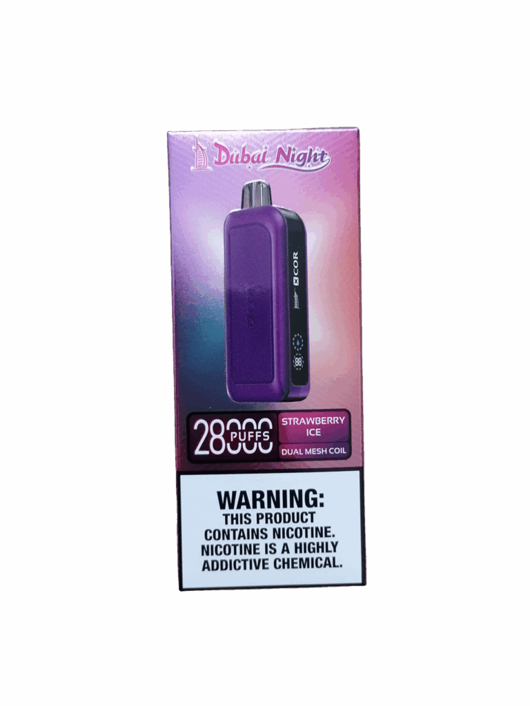 XCOR Dubai Night Strawberry Kiwi Grape Ice flavors, e-papieros z owocowymi smakami, premium vape XCOR z aromatami, nowoczesne systemy jednorazowe styl - E-papierosy jednorazowe Xcore Dubai Knight 28000 puffs vape 2% - E ...