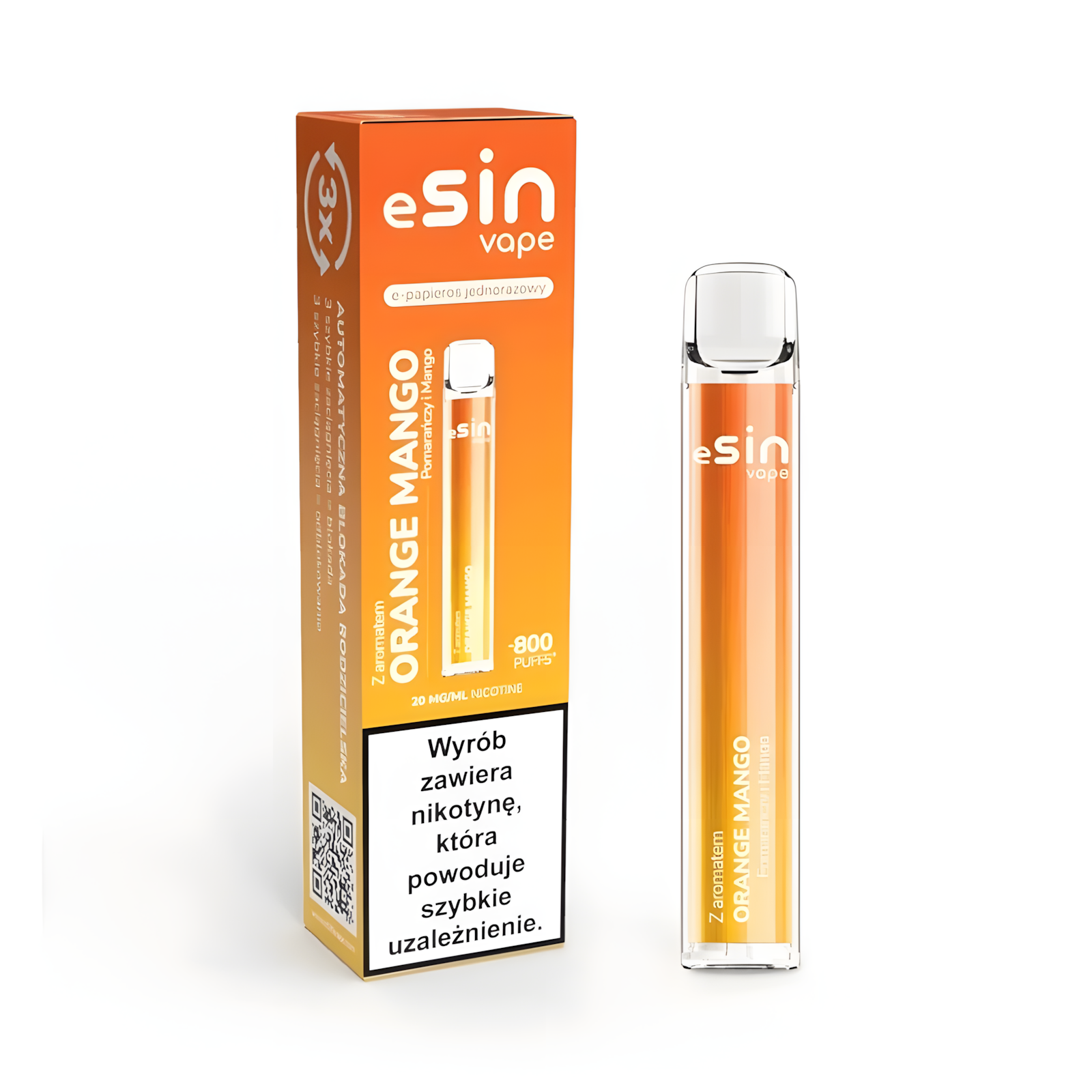 Esin Vape 800 puffs, jednorazowy e-papieros, kompaktowy vape wydajny, e-papieros 9.9 PLN - eSIN vape 800 puffs - E-papierosy Jednorazowe: Łatwe, Smaczne akcyza na e-papierosy 2025