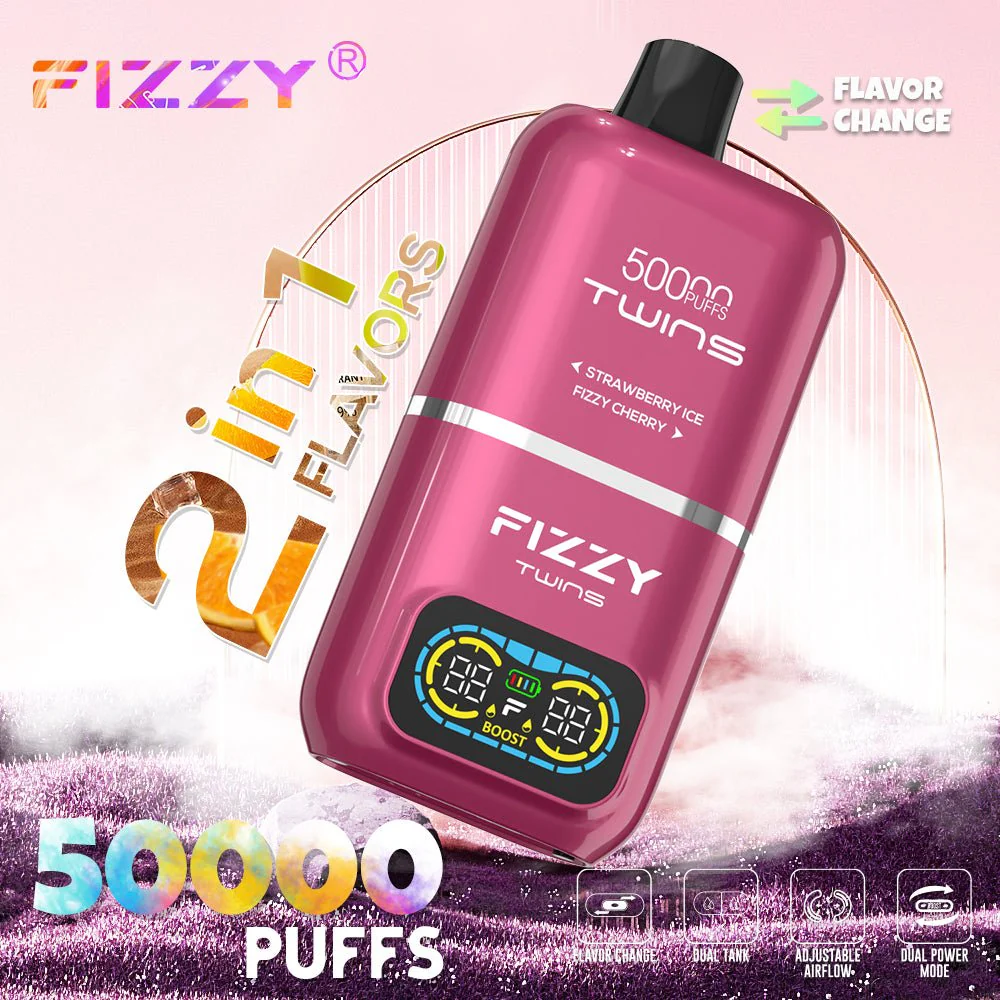 FIZZY TWINS DWUSMAKOWE 50000 PUFFS, zaawansowany jednorazowy e-papieros FIZZY TWINS, vape z dwoma smakami i smart ekranem - Fizzy Twins 50000 Puffs Hurtowy Jednorazowy Vape zmiany prawne dla e-papierosów Polska