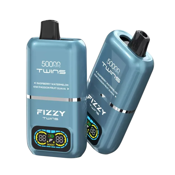 vape ze smart LED ekranem, FIZZY TWINS wyświetlacz, inteligentny e-papieros, wskaźnik baterii i liquidu vape - Fizzy Twins 50000 50 tys. zaciągnięć, podwójne smaki ...