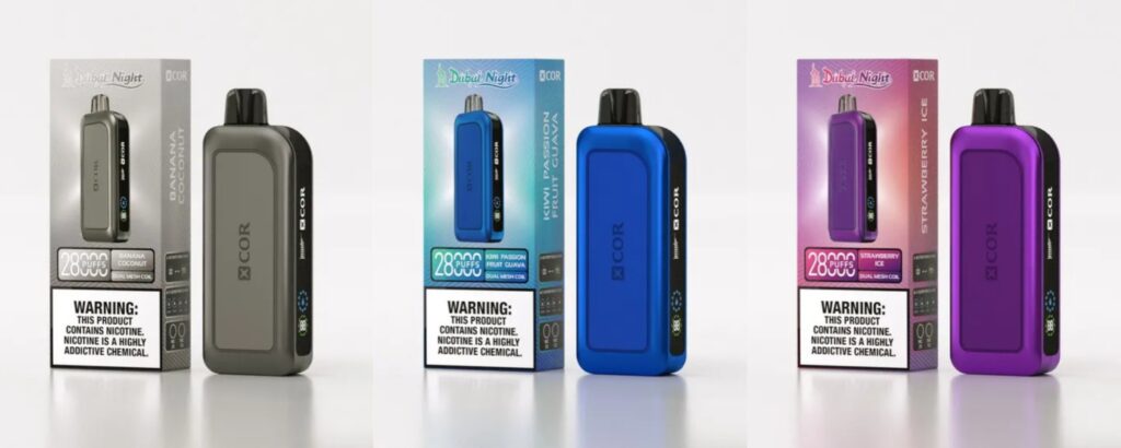 XCOR DUBAI NIGHT 28000 PUFFS, RANDM TORNADO 15000 PUFFS, inteligentne e-papierosy LED, vape Juicy Peach, RANDM Mixed Berry - RandM Tornado 15000 Puffs