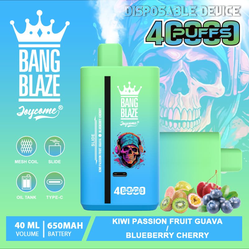 Bang Blaze dual mesh coil, vape 40ml, technologia grzałki siatkowej e-papieros, porównanie pojemności vape - Bang Blaze 40000 Puffs Disposable Vape Type-C Rechargeable