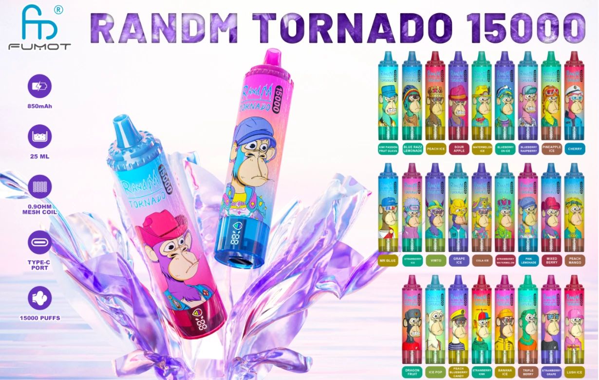 Bang Blaze 40000 Puffs, RANDM TORNADO 15000, e-papieros Smart LED Screen, vape Dual Mesh, port ładowania USB-C vape, zaawansowany e-papieros jednorazowy - Jednorazówka RandM Tornado 15000 15k Puffs 25ml 5% 850mAh USB-C 59zł
