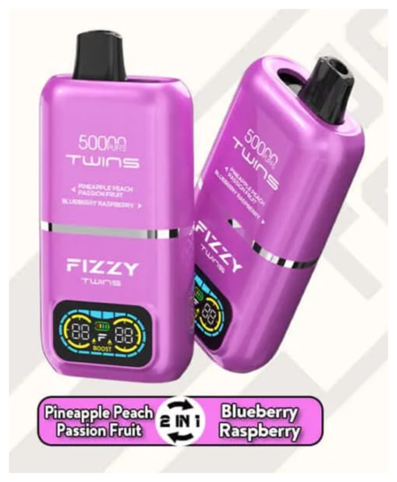 FIZZY TWINS 50000, vape jednorazowy dwukomorowy, e-liquid 50ml, ładowanie Type-C, innowacyjny e-papieros - FIZZY TWINS DWUSMAKOWE 50000 PUFFS - Najlepsze Tanie Jednorazówki ...