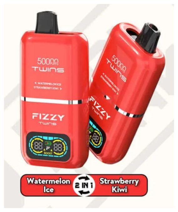 FIZZY TWINS 50000 PUFFS e-papieros, vape dwusmakowy, urządzenie dual-flavor vape, Watermelon Ice Strawberry Kiwi vape - Fizzy Twins 50000: Wybierz swój duet smaków