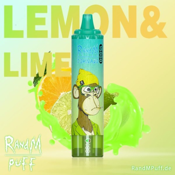 RANDM TORNADO 15000 PUFFS Lemon Lime, system pod e-papieros ładowalny - RandM Tornado Jednorazowy e-papieros 15000 Buchów o ...