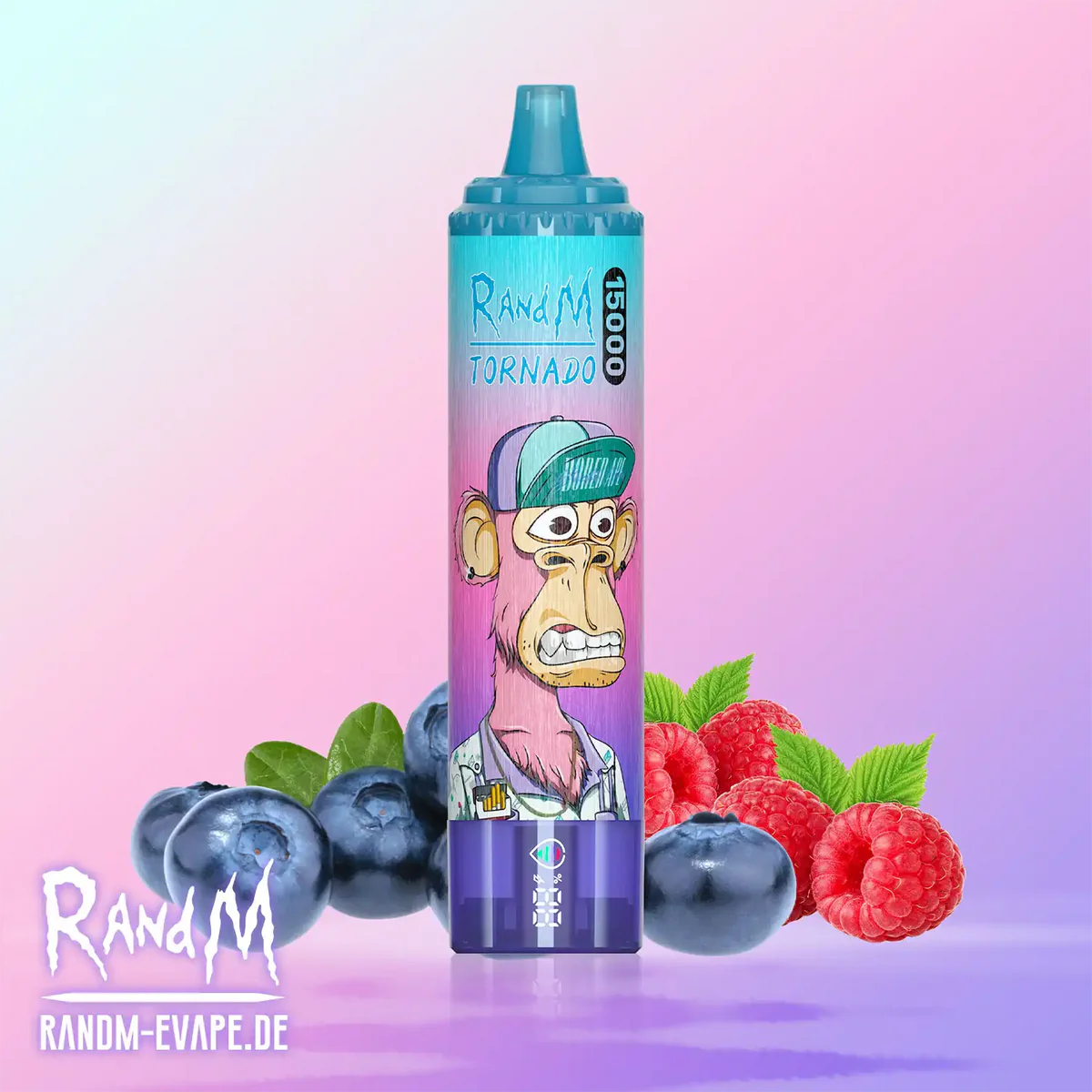 RandM Tornado 15000 puffs, Mesh Coil vape, Blueberry Raspberry vape, e-papieros 25ml - Tornado Vape 15000 – Blueberry Raspberry