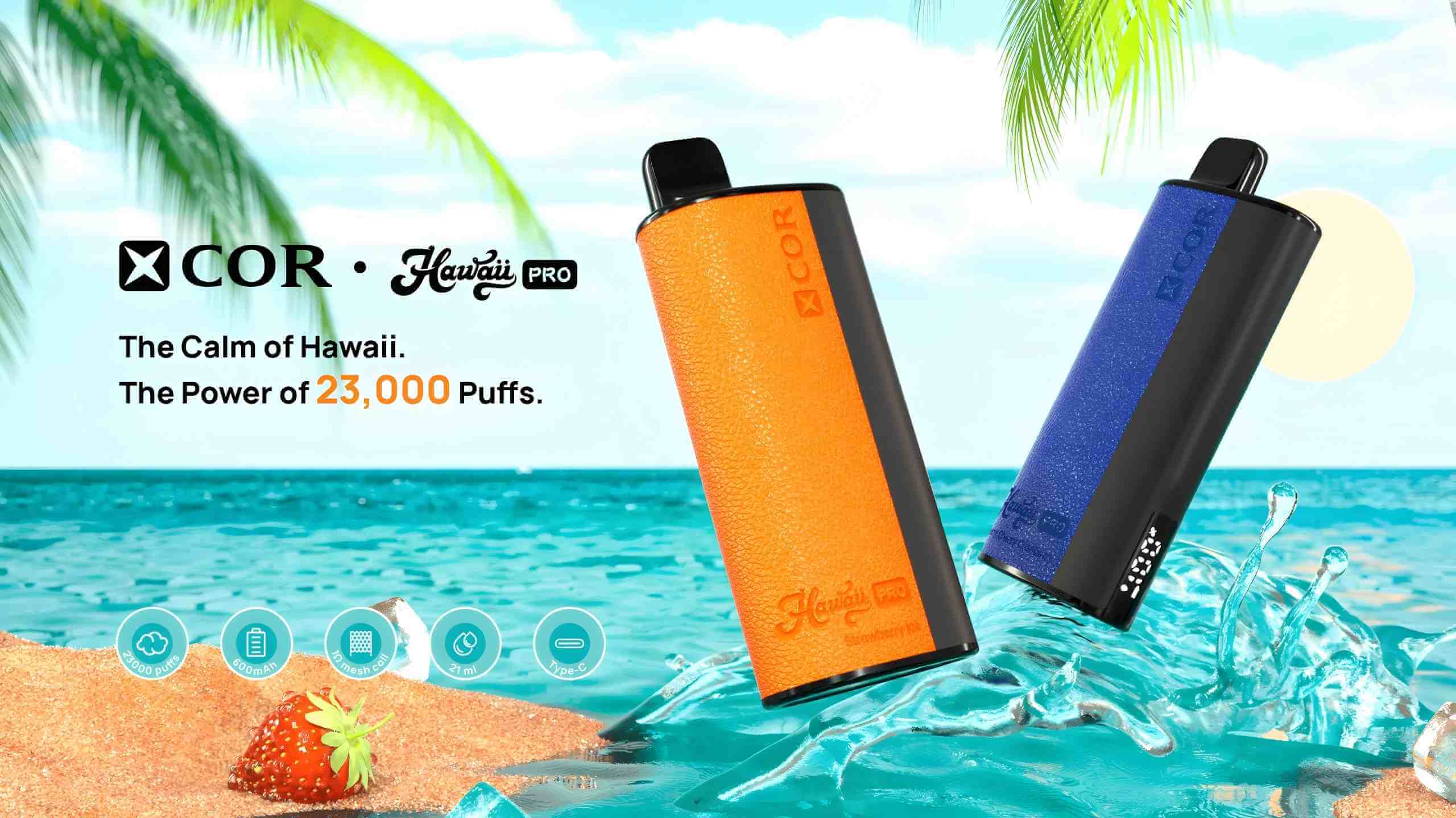 XCOR Hawaii Pro 23000 – LED, wygodny jednorazowy vape | vapepolska