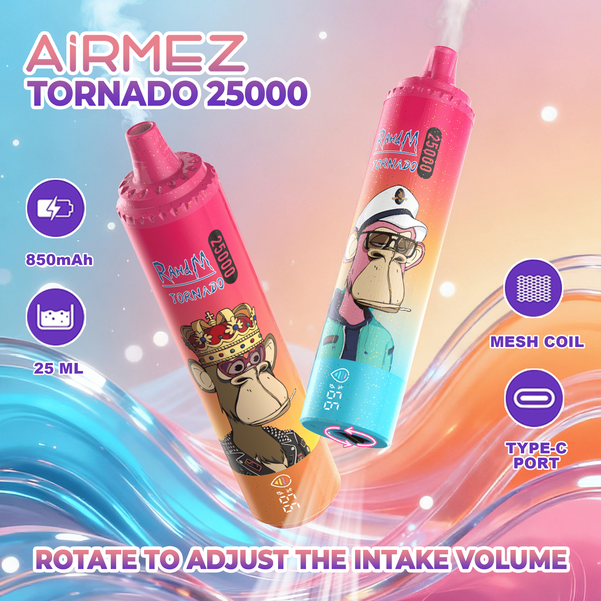 Airmez Tornado 25000 unboxing, nowy e-papieros Airmez Tornado, smak cytrynowo-limonkowy vape, mesh coil atomizer - Airmez Tornado 25000 Puffs