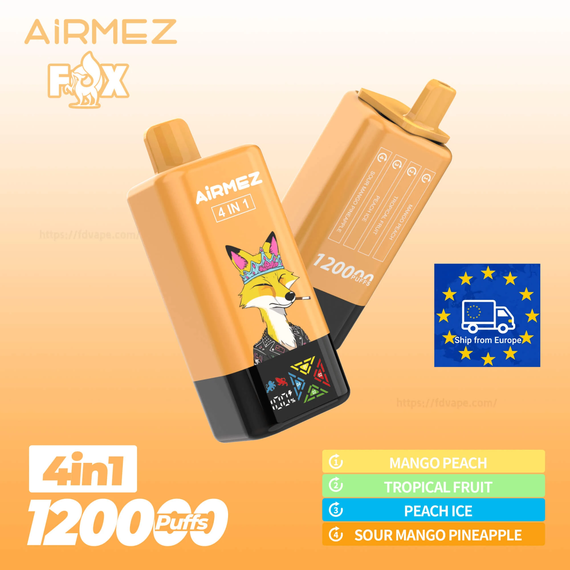 Airmez Fox 4w1 vape, e-papieros 120000 puffs, vape cztery komory, innowacyjny e-papieros modułowy - Airmez Fox 120000 12k Puffs Jednorazowy Vape â 4 w 1 ...