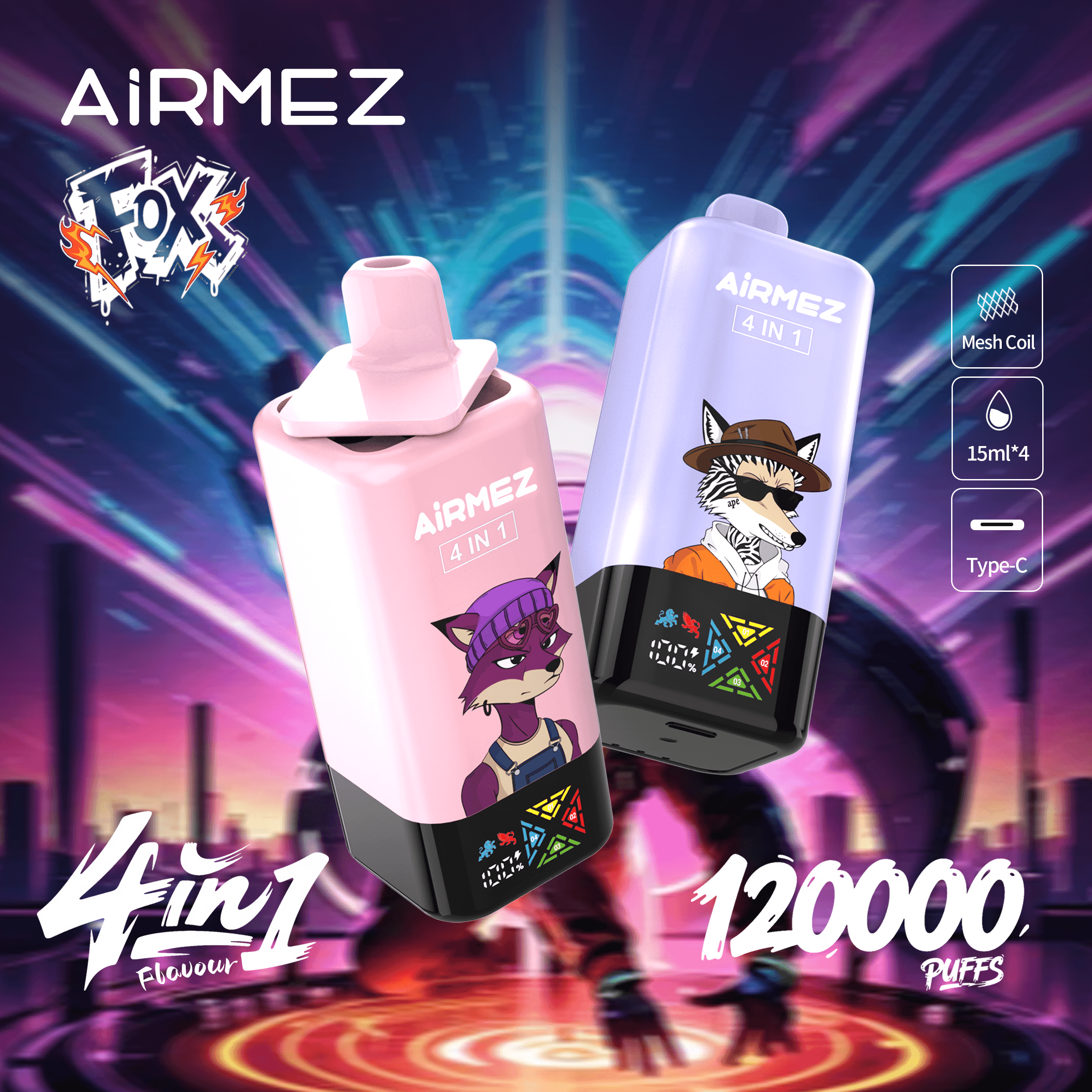 Airmez Fox 4w1 – 60ml, duża pojemność, vape podróżny | vapepolska | ile można zaoszczędzić na dużym vape