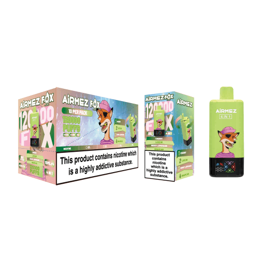 Airmez Fox 4 w 1, e-papieros 120000 puffs, vape z czterema komorami, Airmez LUX 60000 podwójna grzałka, ekologiczny e-papieros - Airmez Fox 120000 Puffs 4 In 1 Flavors 120k Disposable Vape ...