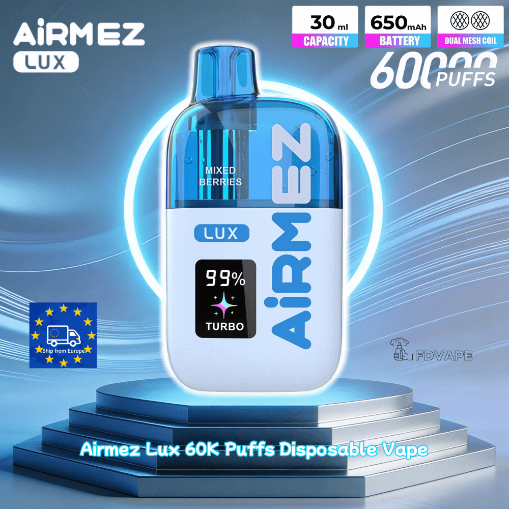 Airmez LUX 60000, duży e-papieros 30ml, vape smart LED screen, dual mesh coil vape - Airmez Lux 60000 60k Puffs Disposable Vape Visible Tank ...