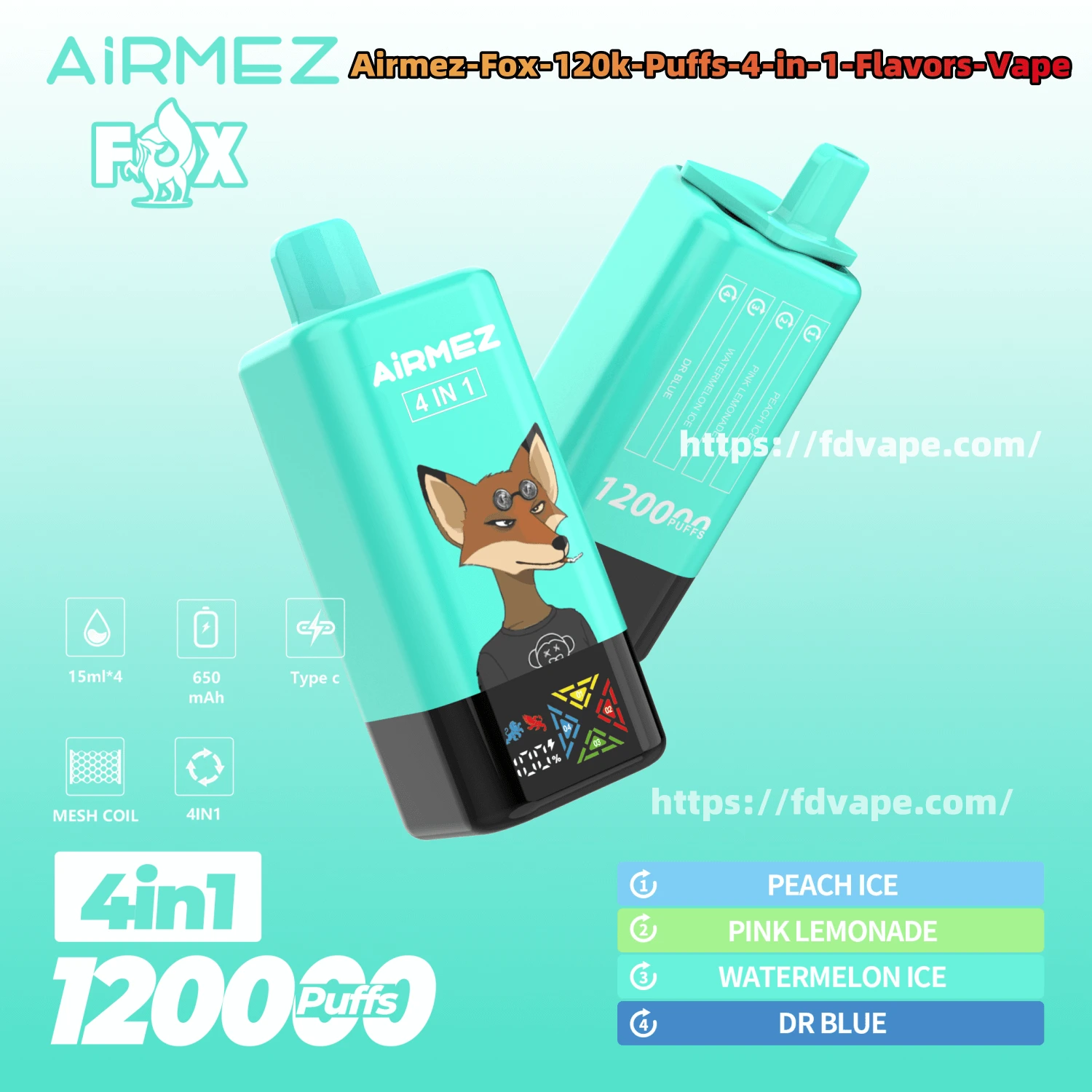 Airmez Fox vs jednorazowe vape porównanie, jeden duży e-papieros wiele małych, ekonomia vape - Airmez Fox 120000 Puffs 4w1: Koniec małych jednorazówek?