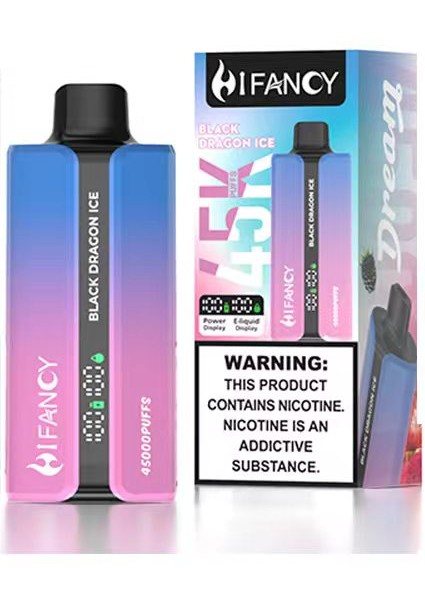 HIFANCY DREAM 45000 vape, e-papieros z wyświetlaczem, najwyższa wydajność vape, black dragon ice smak - HIFANCY DREAM 45000 Puffs Black Dragon Ice