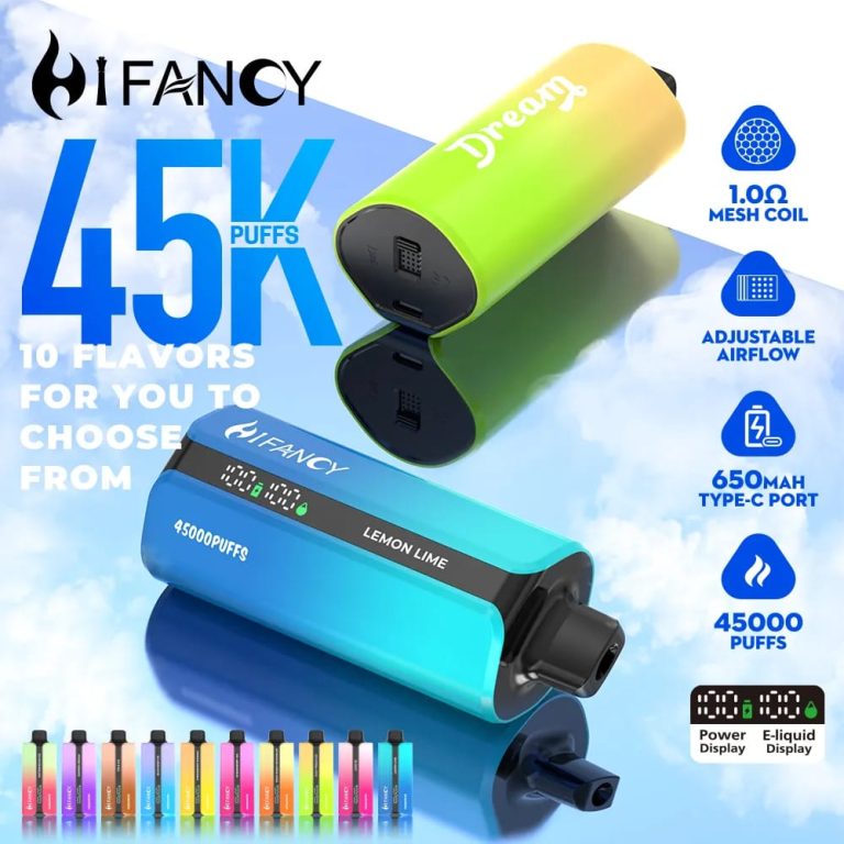 HIFANCY DREAM 45000, duży jednorazowy vape z ekranem, e-papieros z wyświetlaczem - Hifancy Dream 45000: Black Dragon Ice, Blue Ranch Burst