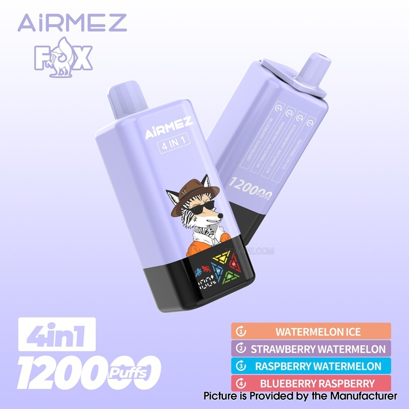 Airmez Fox 4 w 1 w podróży, vape na wycieczkę, e-papieros z długą baterią, ładowanie Type-C podróż, sprzęt turystyczny vape - EU Warehouse Airmez FOX 4 IN 1 120k Puffs Disposable Vape ...