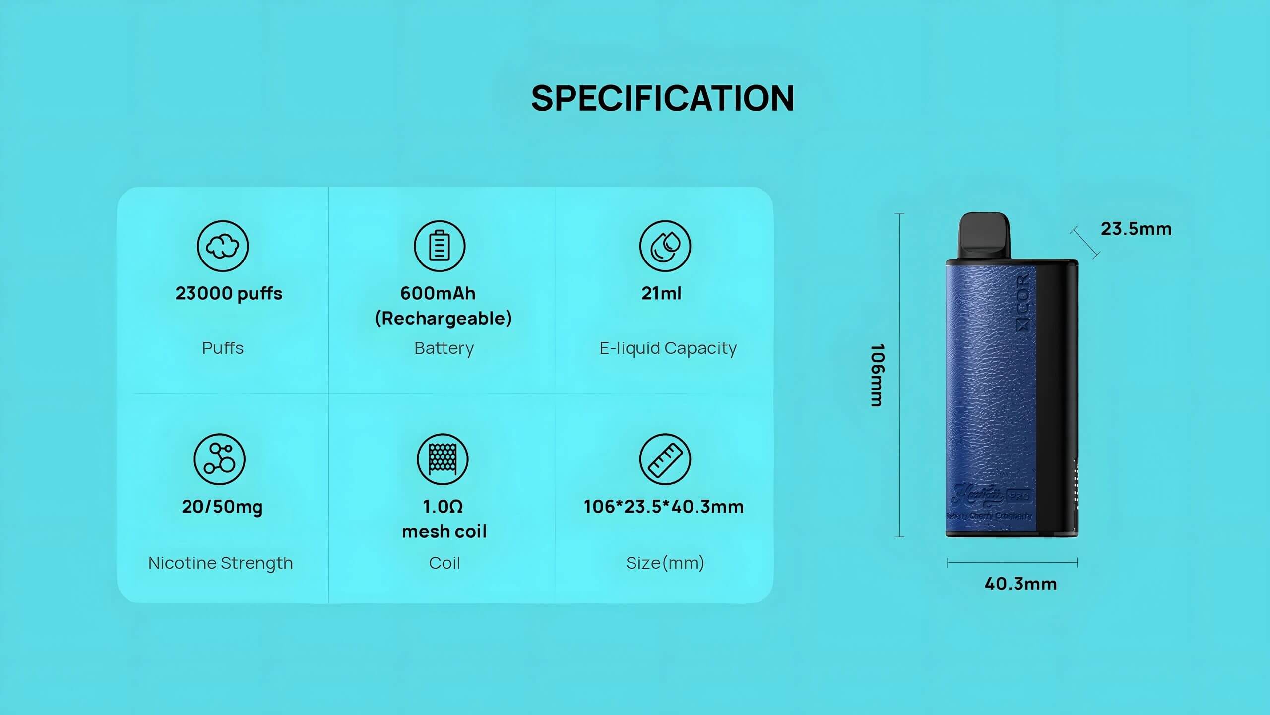 XCOR Hawaii Pro 23000 – 36ml, LED, wydajny vape | vapepolska