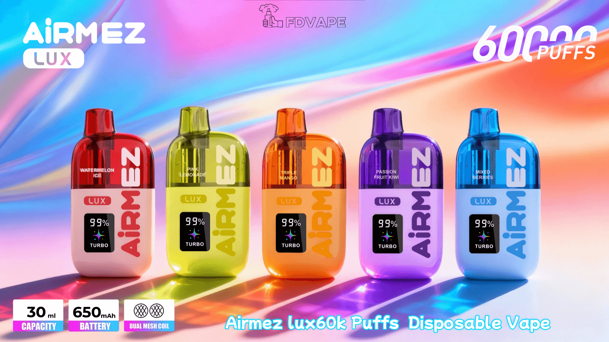 Airmez LUX 60000 – 60K Puffs, widoczny zbiornik, wysoka pojemność liquidu | vapepolska | jednorazowy vape 60k buchów