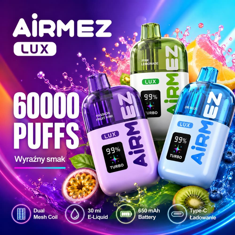 Airmez LUX 60000 60K Puffs Jednorazowy Vape – Widoczny zbiornik, duża pojemność liquidu | vapepolska