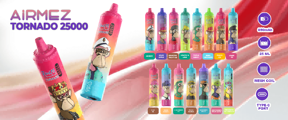Airmez Tornado 25000 – LED, 25ml, regulowany airflow | vapepolska | vape 25000 puffs