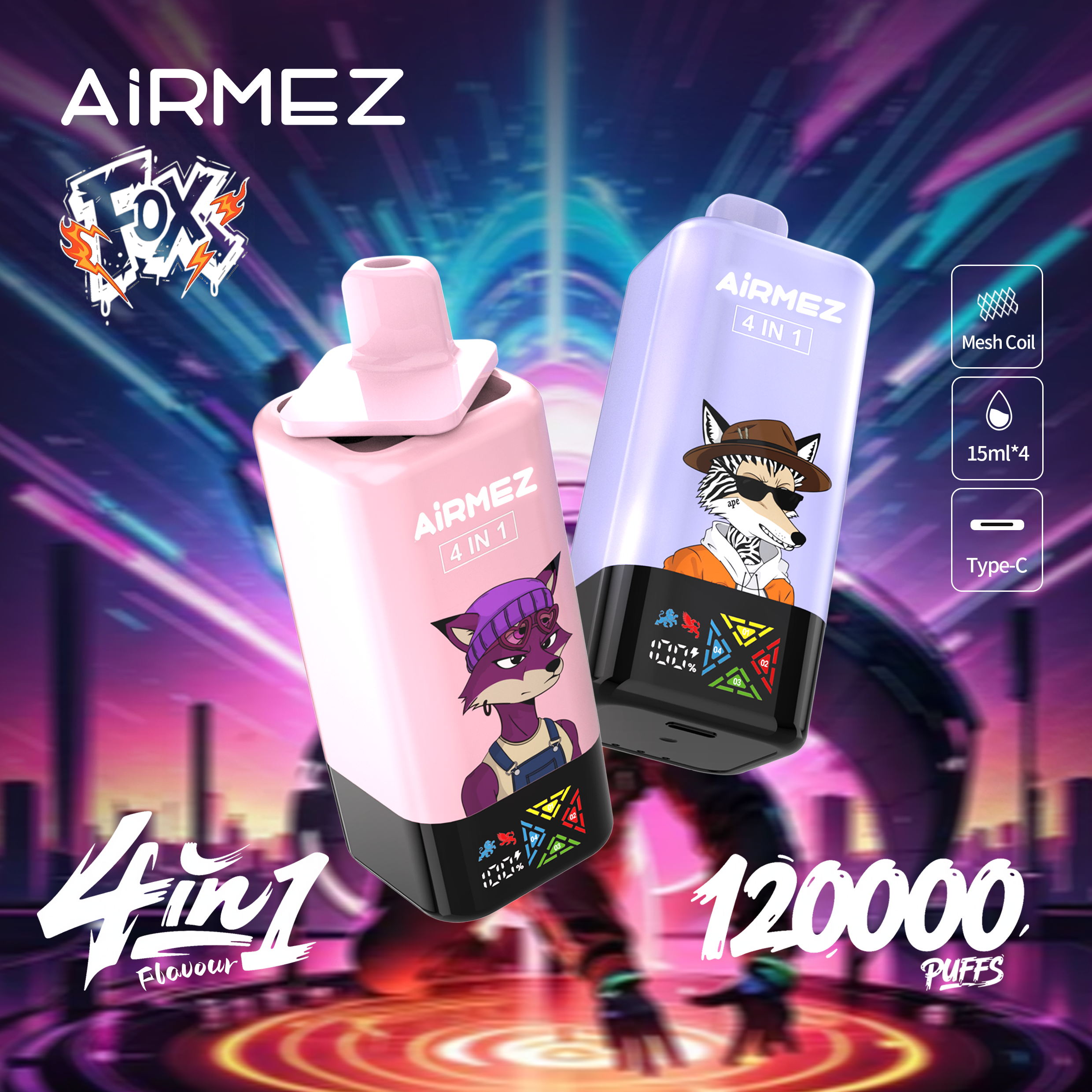 Airmez Fox 4w1 – 60ml, duża pojemność, vape podróżny | vapepolska
