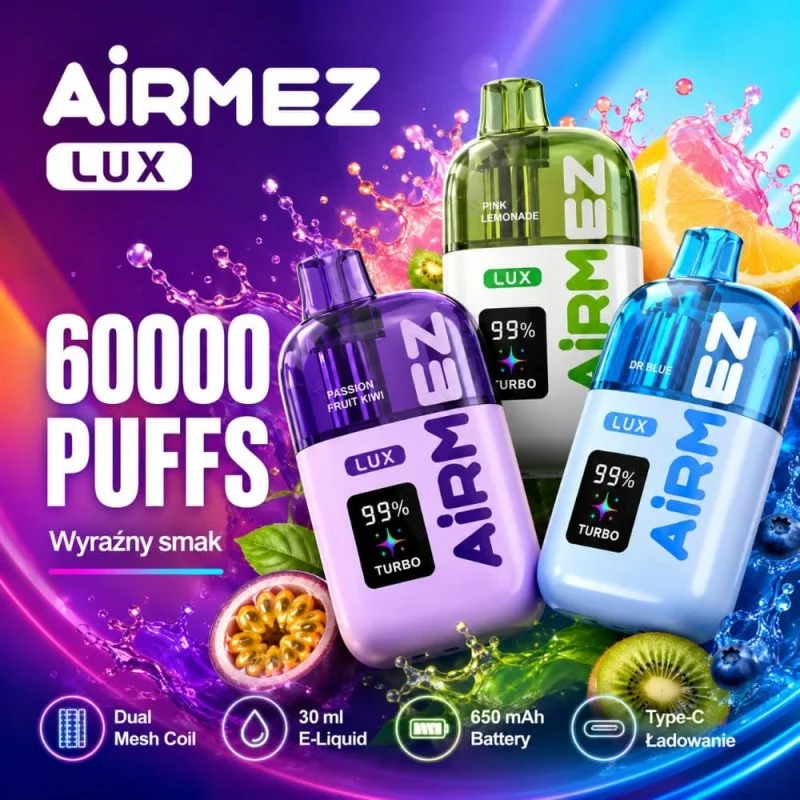 Airmez LUX 60000 60K Puffs Jednorazowy Vape – Widoczny zbiornik, duża pojemność liquidu | vapepolska