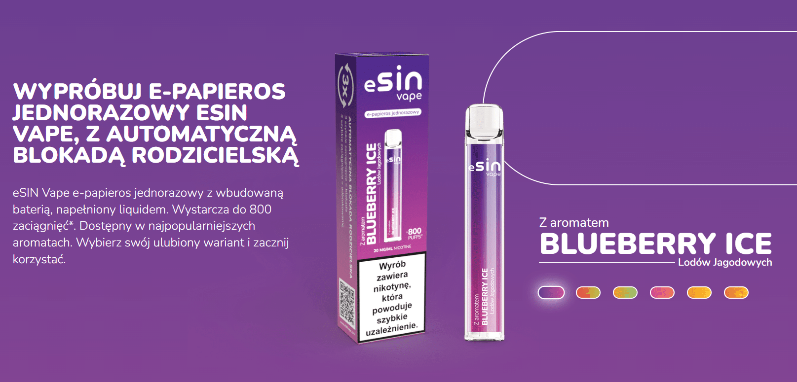 Esin Vape 800 Puffs – 2ml, kompaktowy jednorazowy vape | vapepolska