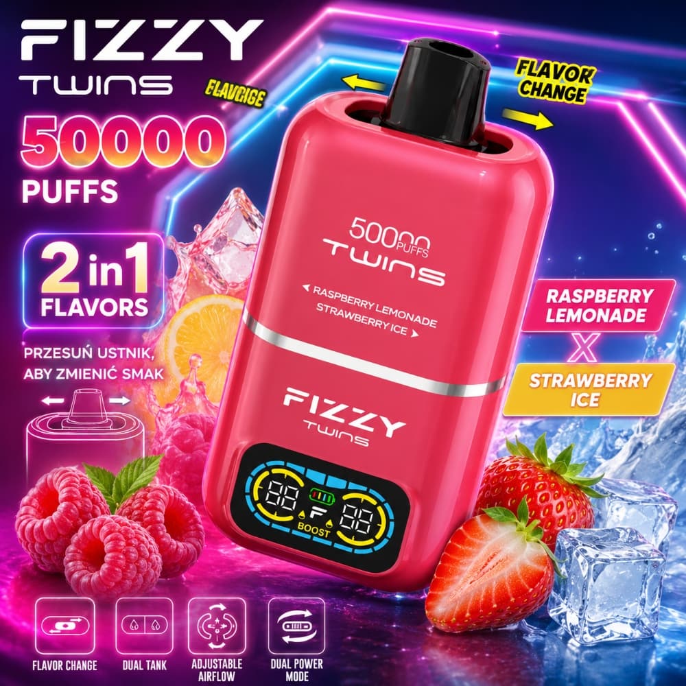 FIZZY TWINS 50000 – dwusmakowy, duży vape jednorazowy | vapepolska