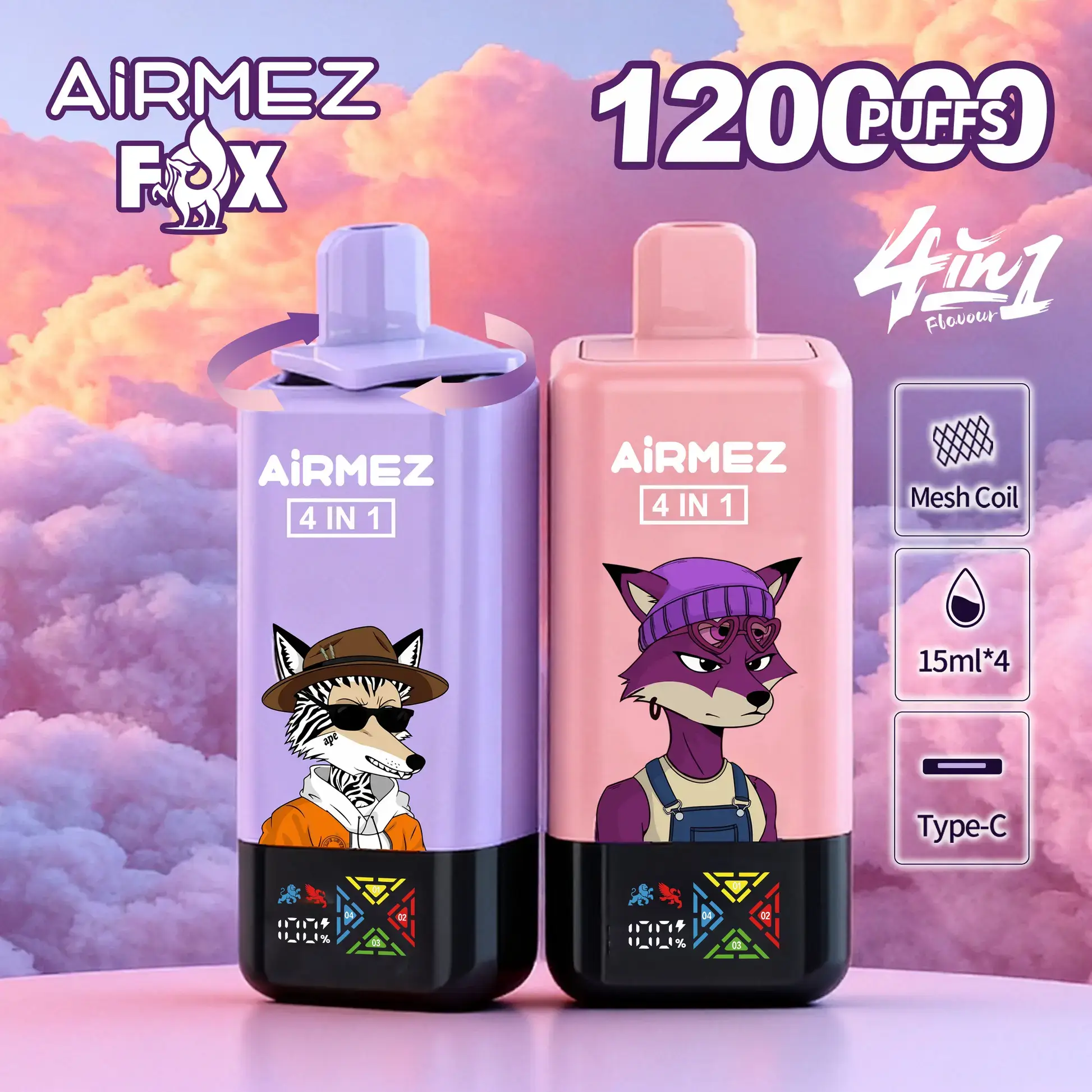 Airmez Fox 4w1 – 60ml, duża pojemność, vape podróżny | vapepolska